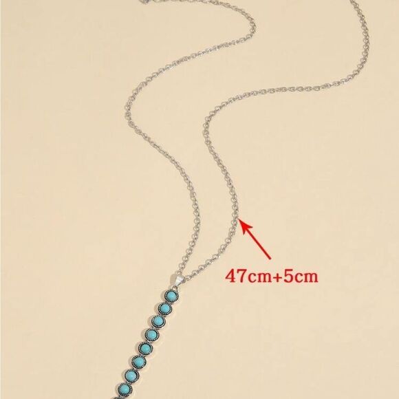 Fake Turquoise Pendant Necklace western style - Picture 3 of 9